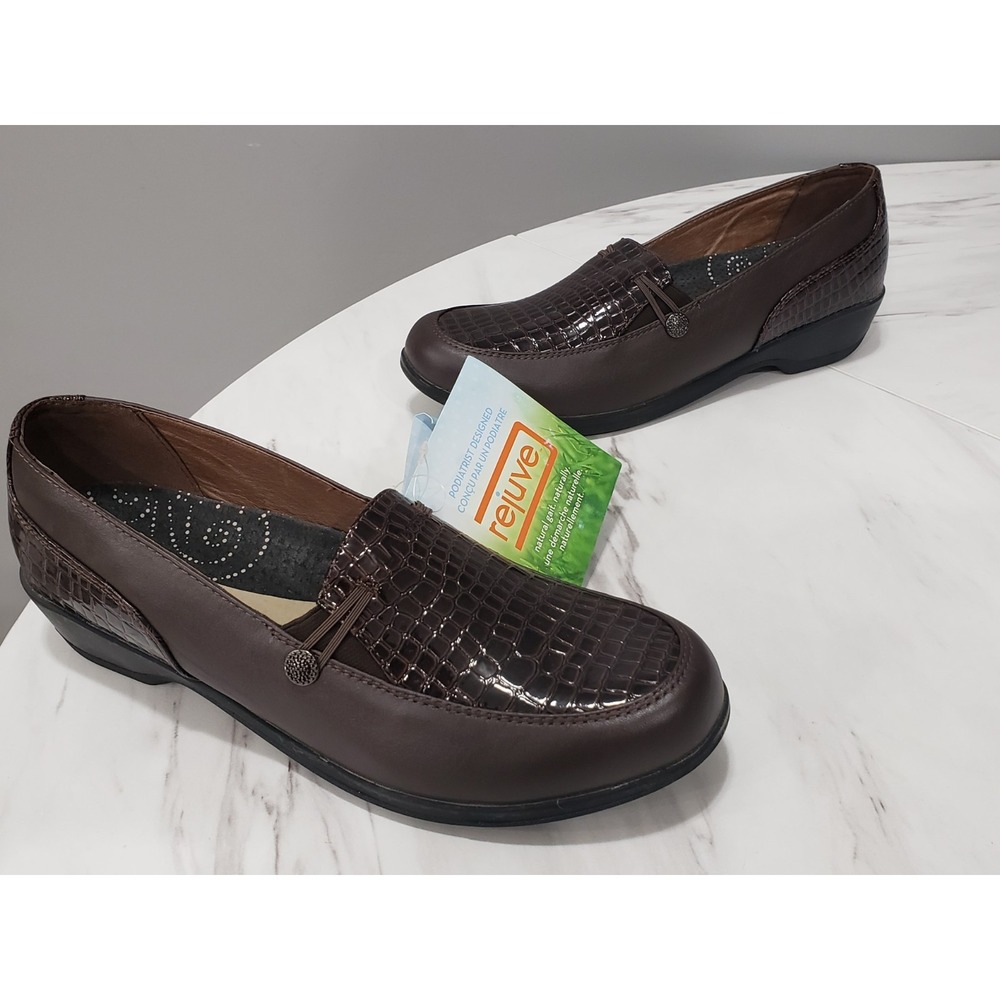 NEW NO BOX 11 NARROW Propet Briana Slip On Wedge Shoes BROWN Croc Print Leather